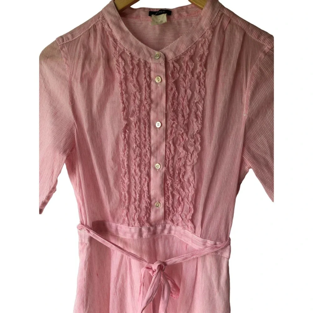 J. Crew Pink Midi Dress with Tie Waist and Pintuck Front